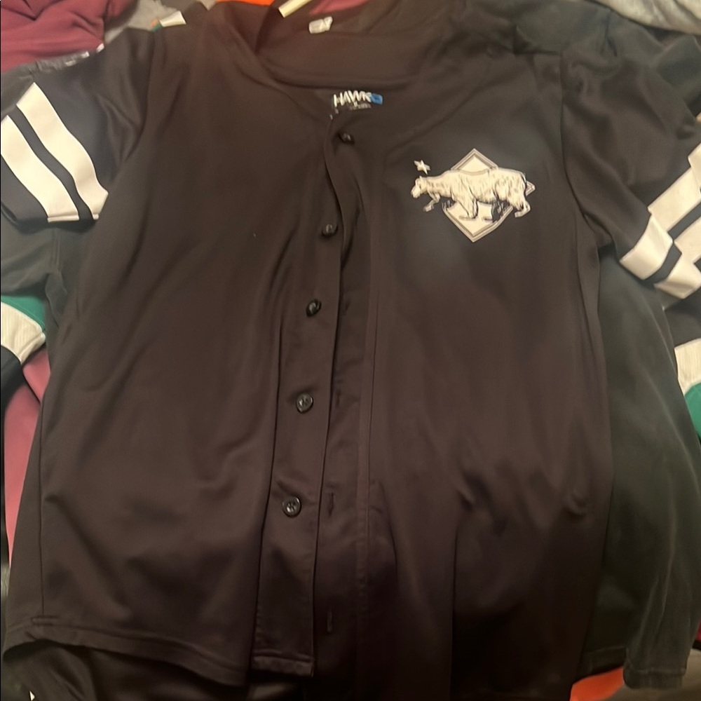 Hanes Black Jersey Top with White Accents